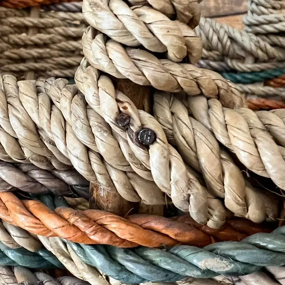 Vintage Woven Rope Wicker Basket 14.5